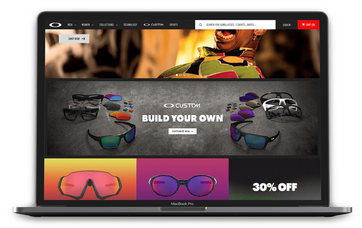 Bigger custom banner in a different position on the website.