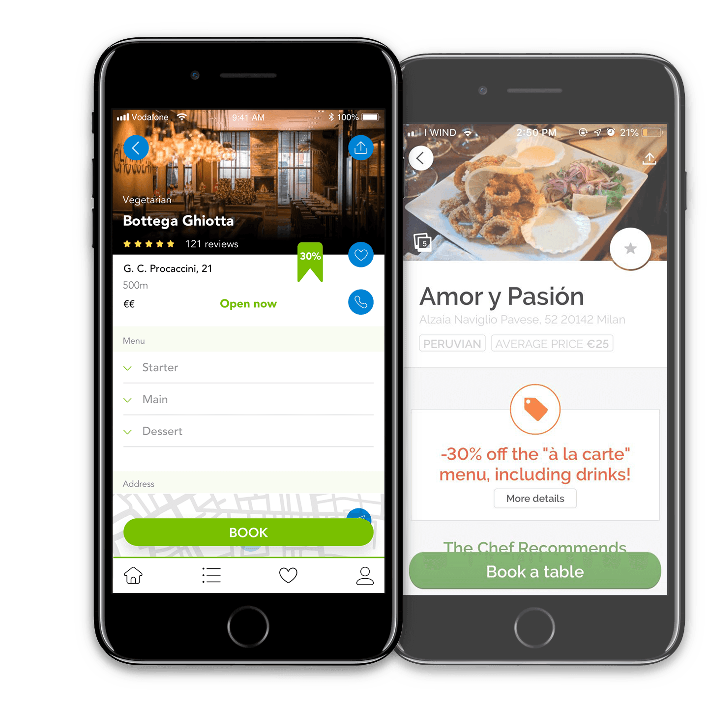 Restaurant profile application screen